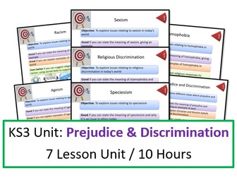 Prejudice and Discrimination Unit for KS3