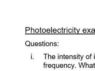 Photoelectricity A-level questions AQA