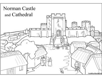 Norman Castle and Village Colouring Sheet