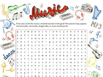 Music Word Search Puzzle