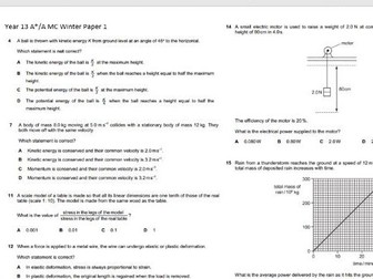 Physics A level Multiple Choice A*/A Extension Questions OCR