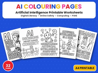 AI Colouring Pages | Artificial Intelligence Colouring Worksheets | Digital Literacy & Online Safety