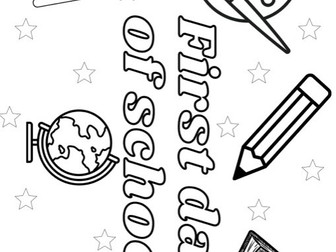 First day of school colouring page