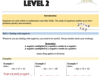 Equations - level 2 - learn at home