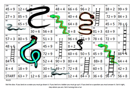 Snakes & Ladders 2 in one game: Multiplication & Division | Teaching ...