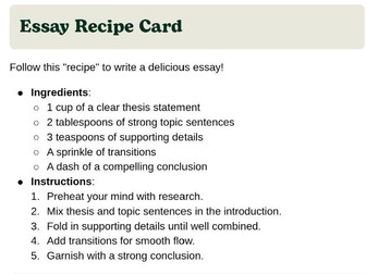 Essay Writing Unit Activities