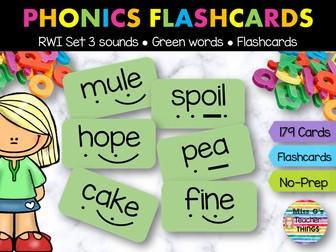 RWI set 3 flashcards and green word cards - phonics/spelling