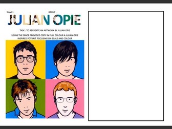 Art - Pop Art - Portraiture - Julian Opie - Worksheet