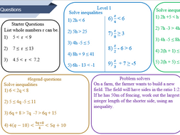 Solving inequalities worksheet | Teaching Resources