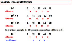 The Pattern in Quadratic Sequences | Teaching Resources