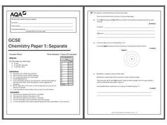 AQA Paper 1 Chemsitry H Unseen Paper