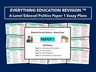 A-Level Edexcel Politics Essay Plans for Paper 1 – UK Politics