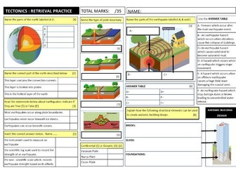 Retrieval Practice- Tectonics and Earthquakes