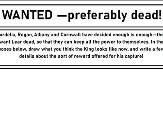 King Lear - Wanted Poster