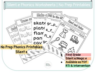 Silent e Worksheets