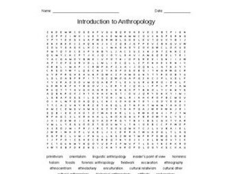 Introduction to Anthropology Vocabulary Word Search
