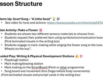 Writing and Physical Development lesson