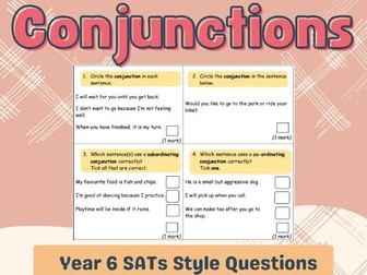 Conjunctions Practice Questions - Year 6 SATs
