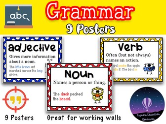 Word Type Display Poster Pack – 9 Posters (KS1/KS2 English Grammar)