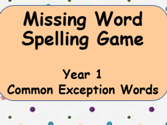 Year 1 Common Exception Missing Words Game