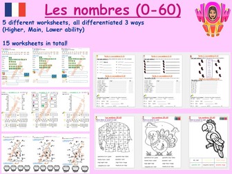 Les nombres 0 - 60 (French numbers 0-60)