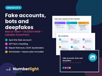 Fake Accounts, Bots and Deepfakes – KS3/KS4 RSHE 2026 Lesson