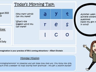 Updated Editable Morning Slides (UKS2) AUTUMN 1 (8 Weeks)