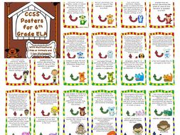 Common Core 6th Grade ELA Posters Kids and Animals with I Can Statements