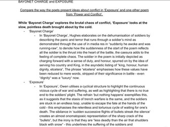 Bayonet Charge + Exposure - Conflict - Essay Grade 9