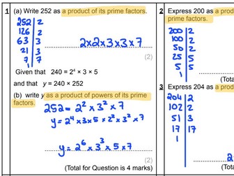 Prime Factors HCF and LCM Classified iGCSE Worksheet + Answers