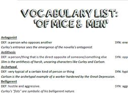 Of Mice and Men Y8 SOW