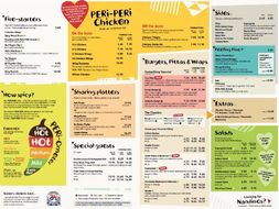 nandos homework menu template