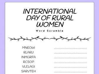 International Day of Rural Women word scramble puzzle worksheet Activity