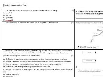 Edexcel CB8 Biology Knowledge Assessment