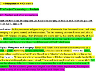 High-level model essay - Religion in Romeo and Juliet