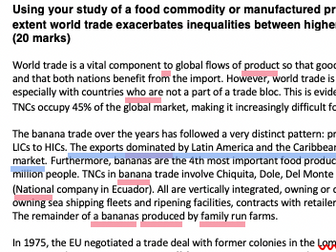 World trade exacerbating inequalities (study of a food commodity or manufactured product) 20 marker