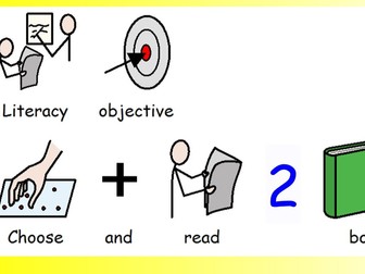 A quick literacy objective of Choose and Read 2 books and worksheet.