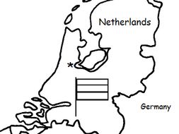 The Netherlands Printable handout with map and flag