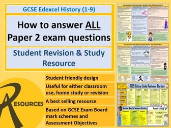 GCSE History Edexcel: How to answer exam question writing frames Paper 2 Period Study
