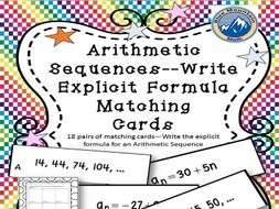 Arithmetic Sequences--Write Explicit Formula Matching Cards