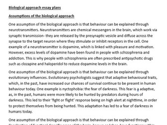 Eduqas A-level psychology essay plans- Biological approach