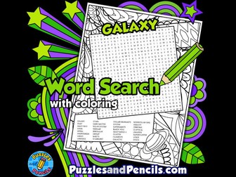 Galaxy Word Search Puzzle Activity with Colouring | Outer Space Wordsearch