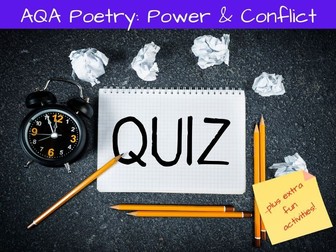 Power and Conflict Poetry Fun Activity Pack