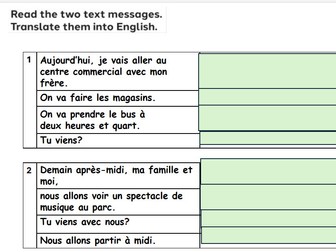 New French AQA Higher GCSE Module 1 Unit 4 Qu'est-ce qu'on va faire?