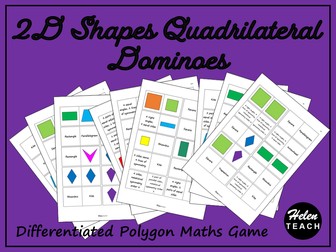 2D Shapes Quadrilateral Dominoes Game Differentiated