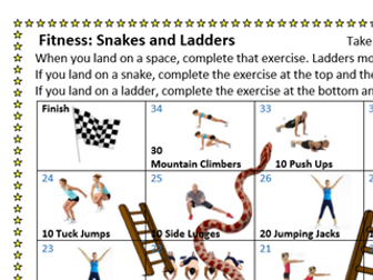 Fitness Snakes and Ladders/Monopoly Games Social Distancing