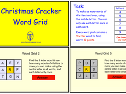 Christmas Cracker Word Grid (pdf version)