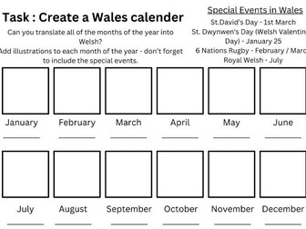 Welsh months of the year activity