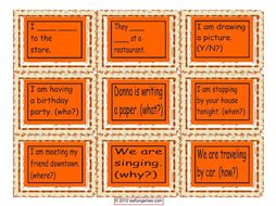 Present Continuous Tense Cards 4 Pages = 36 Cards