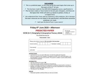 GCSE GEOGRAPHY PREDICTED PAPER 2 2025 (OCR A)